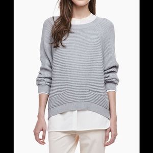 Vince Rib Knit Raglan Grey Cotton Sweater Long Sleeve Slouchy Ribbed Pullover XS